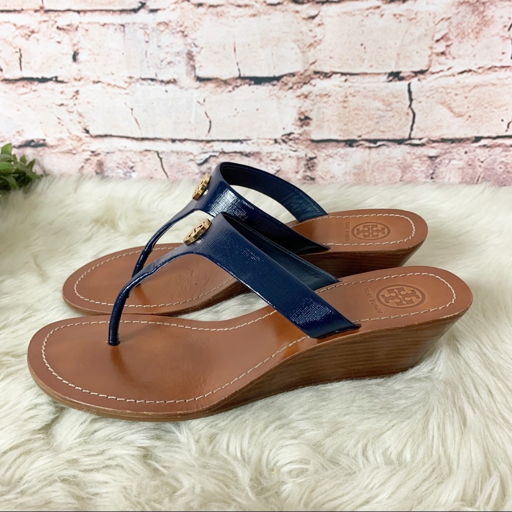 Tory Burch Cameron Wedge Sandal in Navy - Picture 5 of 10